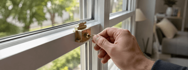 Locksmith installing one of the best locks for windows on a home in Denver